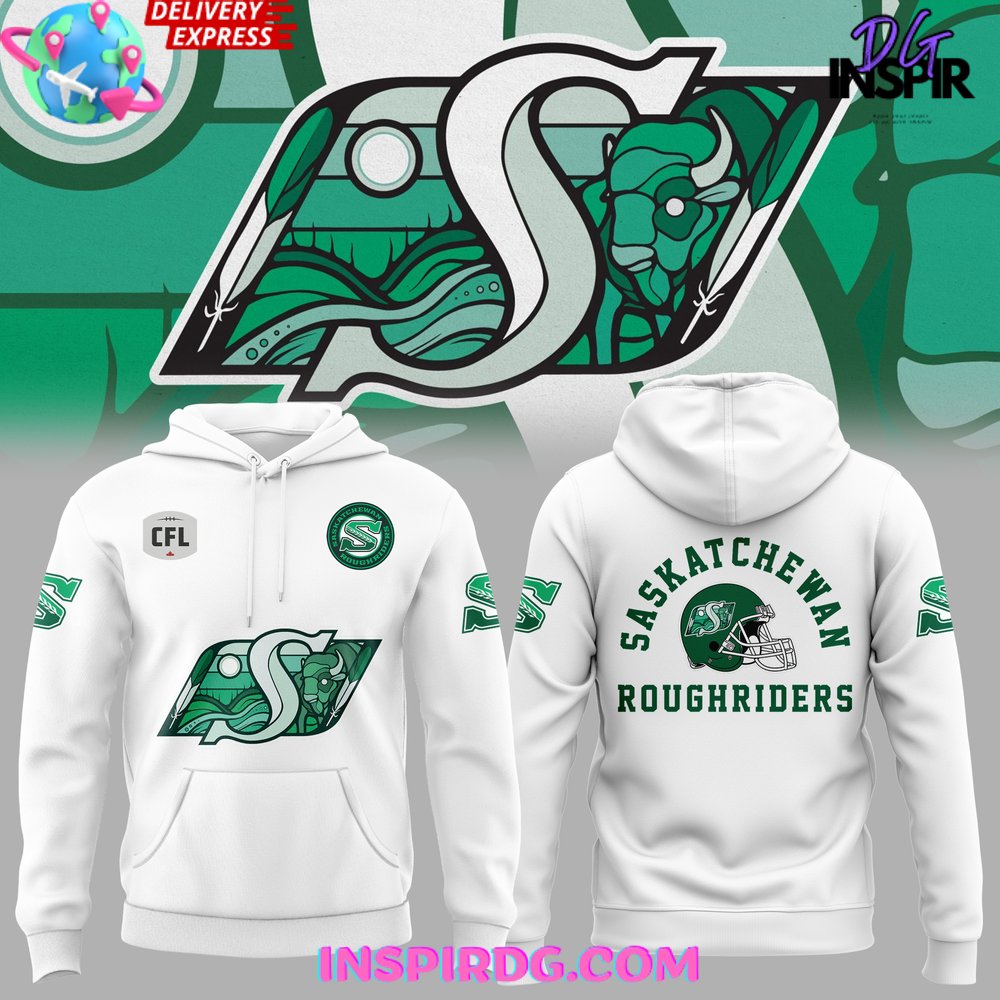 New 2025 Saskatchewan Roughriders CFL 2024 White Custom Hoodie
