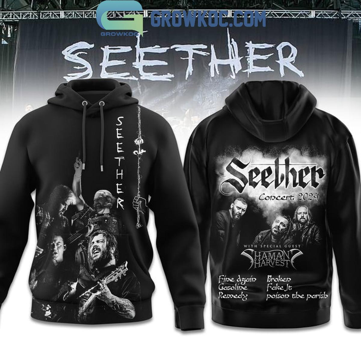 New 2025 Seether Concert 2024 With Special Guest Shaman Harvest Custom Hoodie T-Shirt