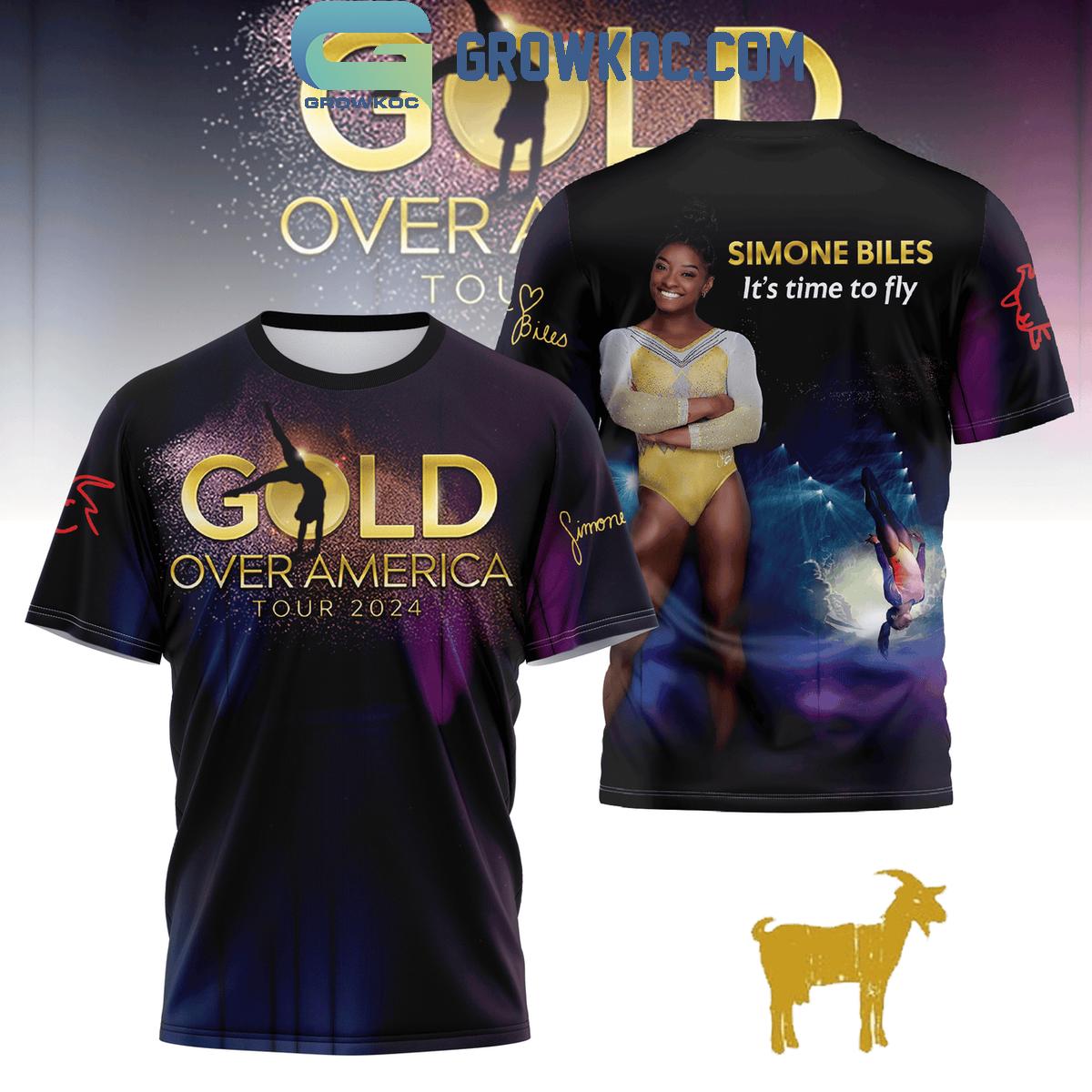 New 2025 Simone Biles Its Time To Fly Gold Over America Tour 2024 Custom Hoodie T-Shirt
