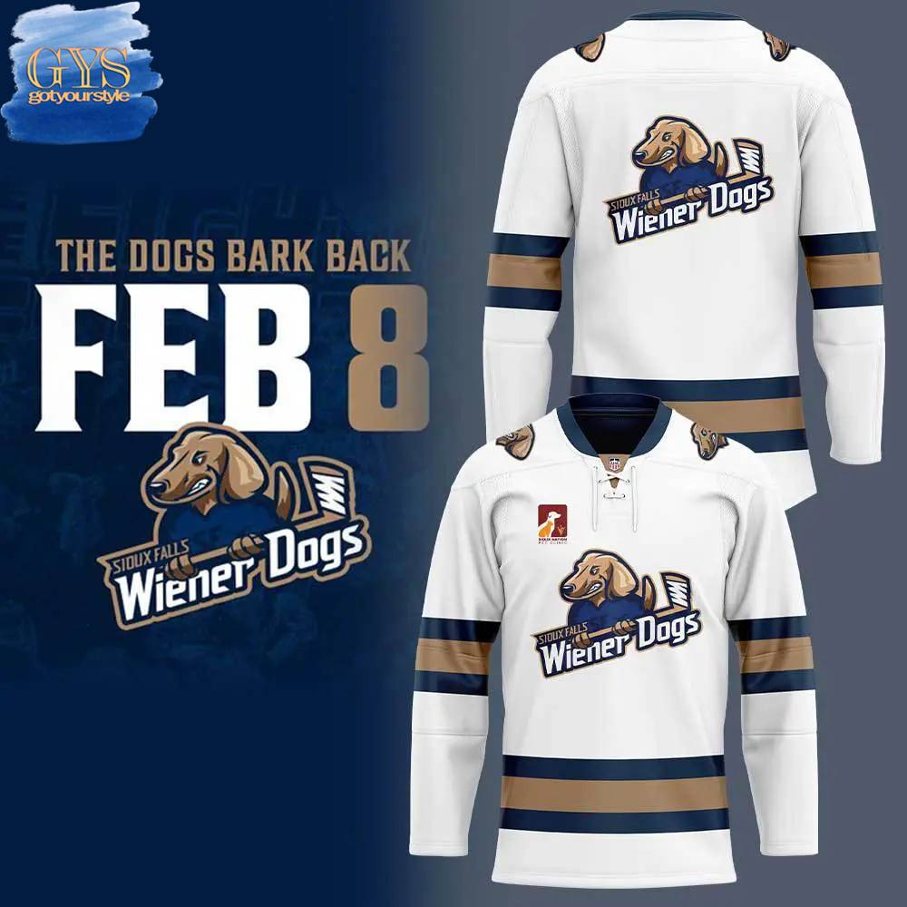 New 2025 Sioux Falls Stampede Sioux Falls Wiener Dogs Custom Hockey Jersey Fan Gift - All Over Printed