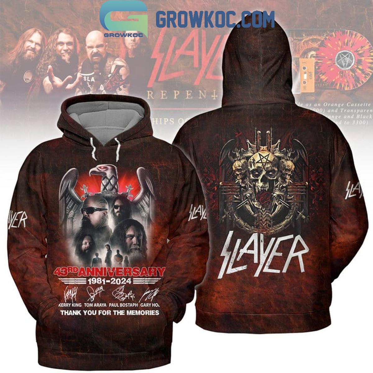 New 2025 Slayer 1981-2024 Thank You For The Memories 43rd Anniversary Custom Hoodie T-Shirt