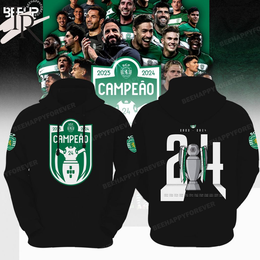 New 2025 Sporting Clube de Portugal Champion 2024 Custom Hoodie - Black