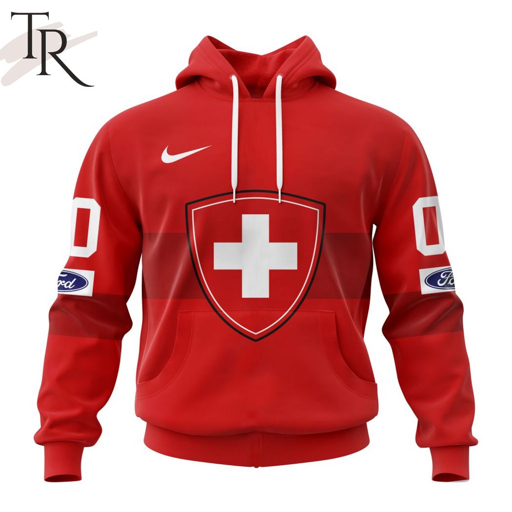 New 2025 Swiss Ice Hockey Personalized Red Kits Custom Hoodie