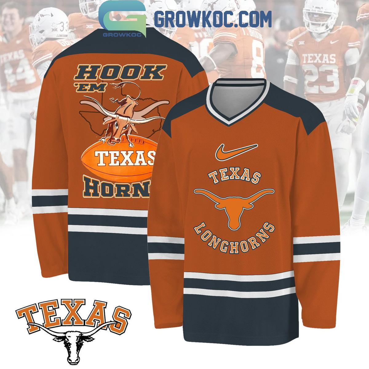 New 2025 Texas Longhorns Hook 'Em Horn Custom Hockey Jersey Fan Gift - All Over Printed