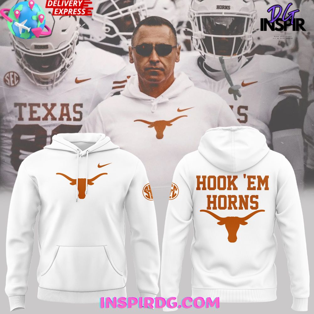 New 2025 Texas Longhorns Hook Em Horns SEC White Custom Hoodie