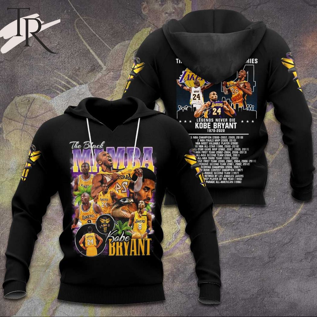 New 2025 The Black Mamba Thank You For The Memories Legend Never Die Kobe Bryant 1978 - 2020 3D Custom Hoodie