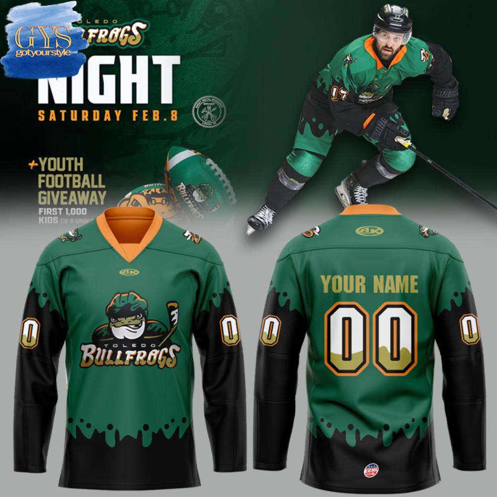New 2025 Toledo Walleye Bullfrogs Night Custom Hockey Jersey Fan Gift - All Over Printed