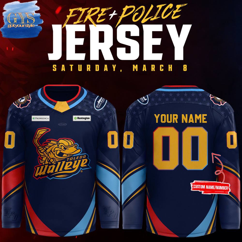 New 2025 Toledo Walleye First Responders Night Custom Hockey Jersey Fan Gift - All Over Printed