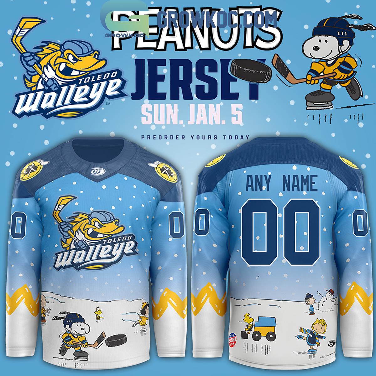New 2025 Toledo Walleye Snoopy Peanuts And Friends Personalized Custom Hockey Jersey Fan Gift - All Over Printed