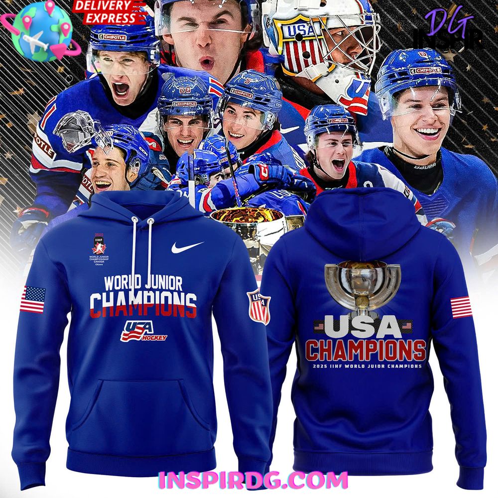 New 2025 USA Hockey 2025 IIHF World Junior Champions Custom Hoodie