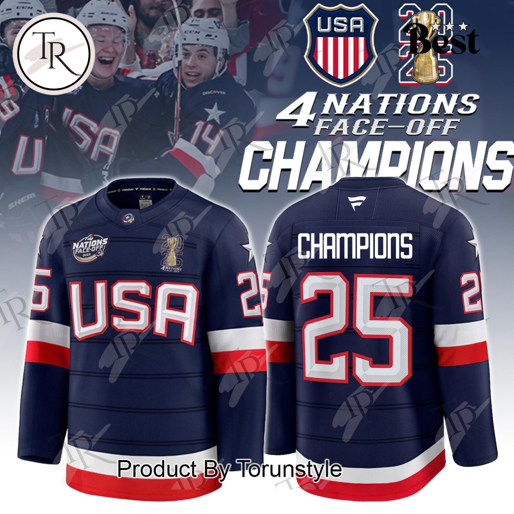 New 2025 USA Hockey 4 Nations Face-Off Champions 2025 New 2025 Custom Hockey Jersey Fan Gift - All Over Printed