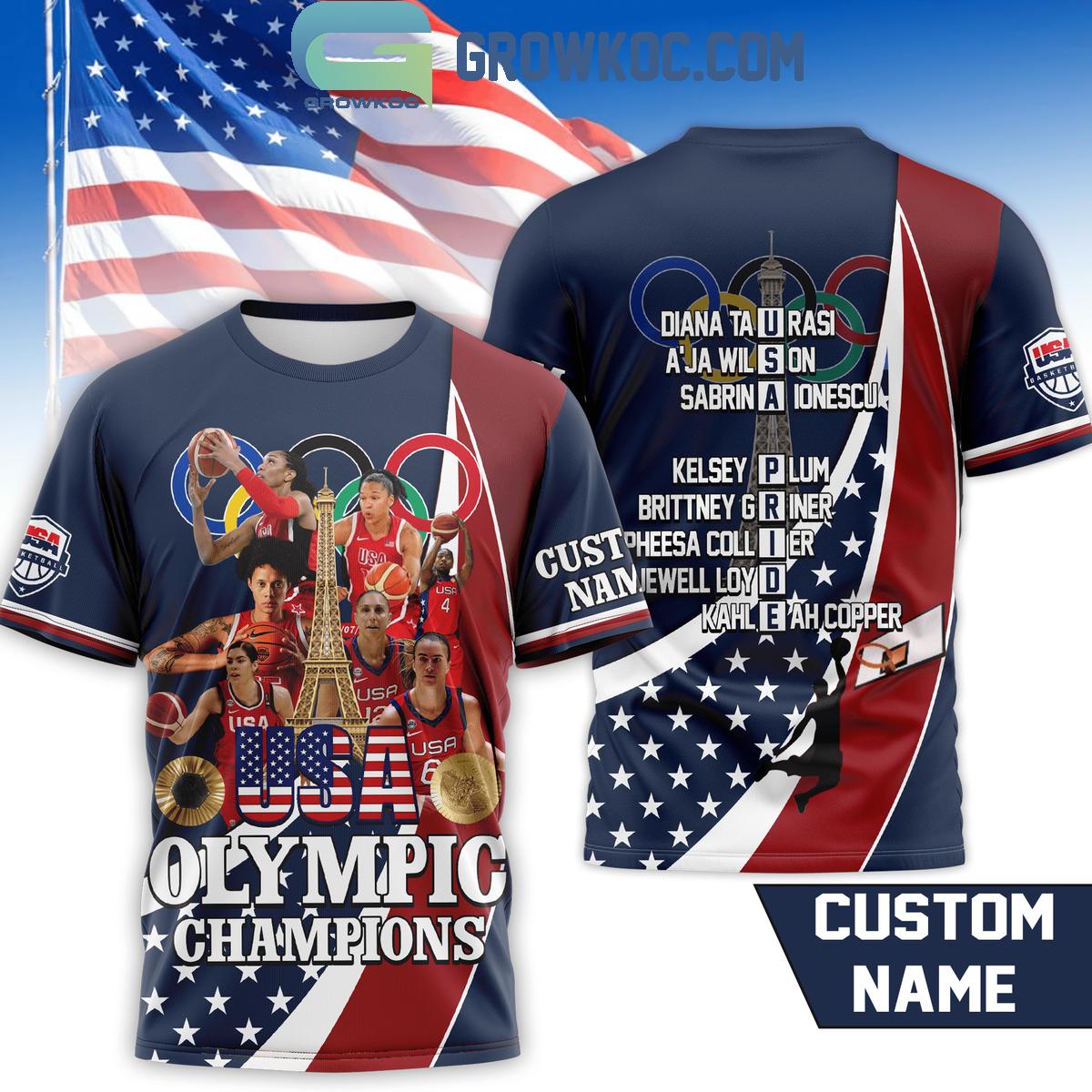 New 2025 USA Womens Basketball Team Olympic Champions 2024 Personalized Custom Hoodie T-Shirt
