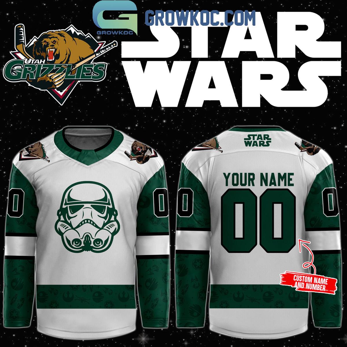 New 2025 Utah Grizzlies Star Wars Night Fan Memories 2024 Personalized Custom Hockey Jersey Fan Gift - All Over Printed