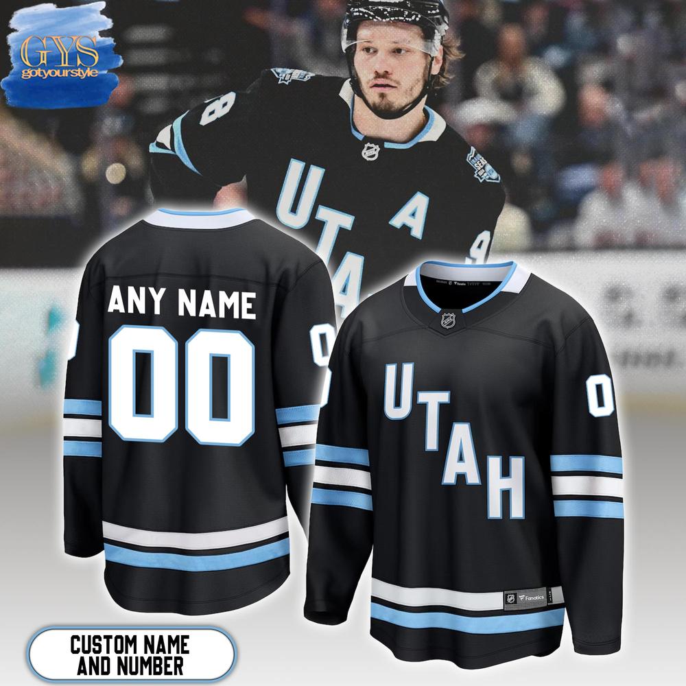 New 2025 Utah Hockey Club NHL Black Breakaway Custom Hockey Jersey Fan Gift - All Over Printed