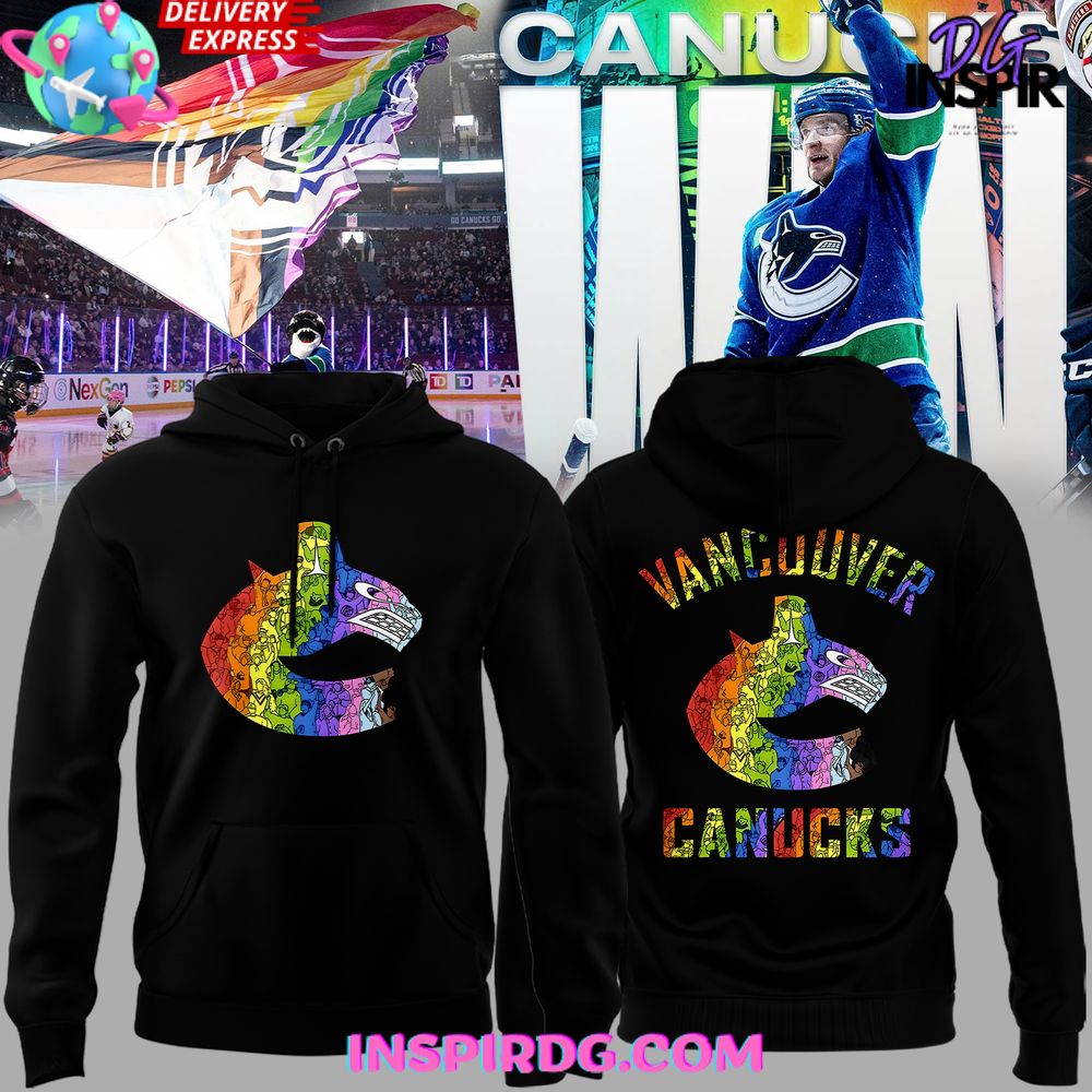 New 2025 Vancouver Canucks Pride Night 2025 Black Custom Hoodie