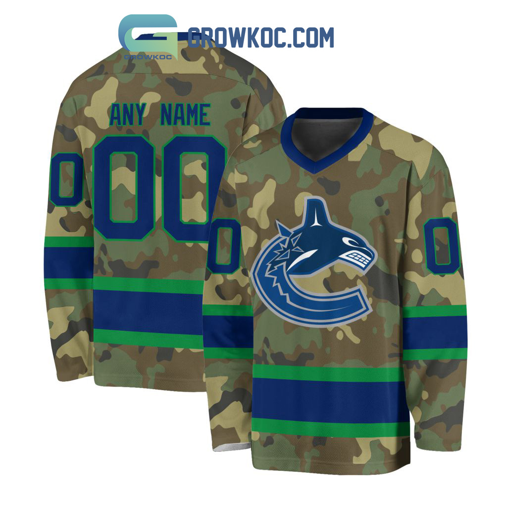 New 2025 Vancouver Canucks Special Camo Veteran Design Personalized Custom Hockey Jersey Fan Gift - All Over Printed