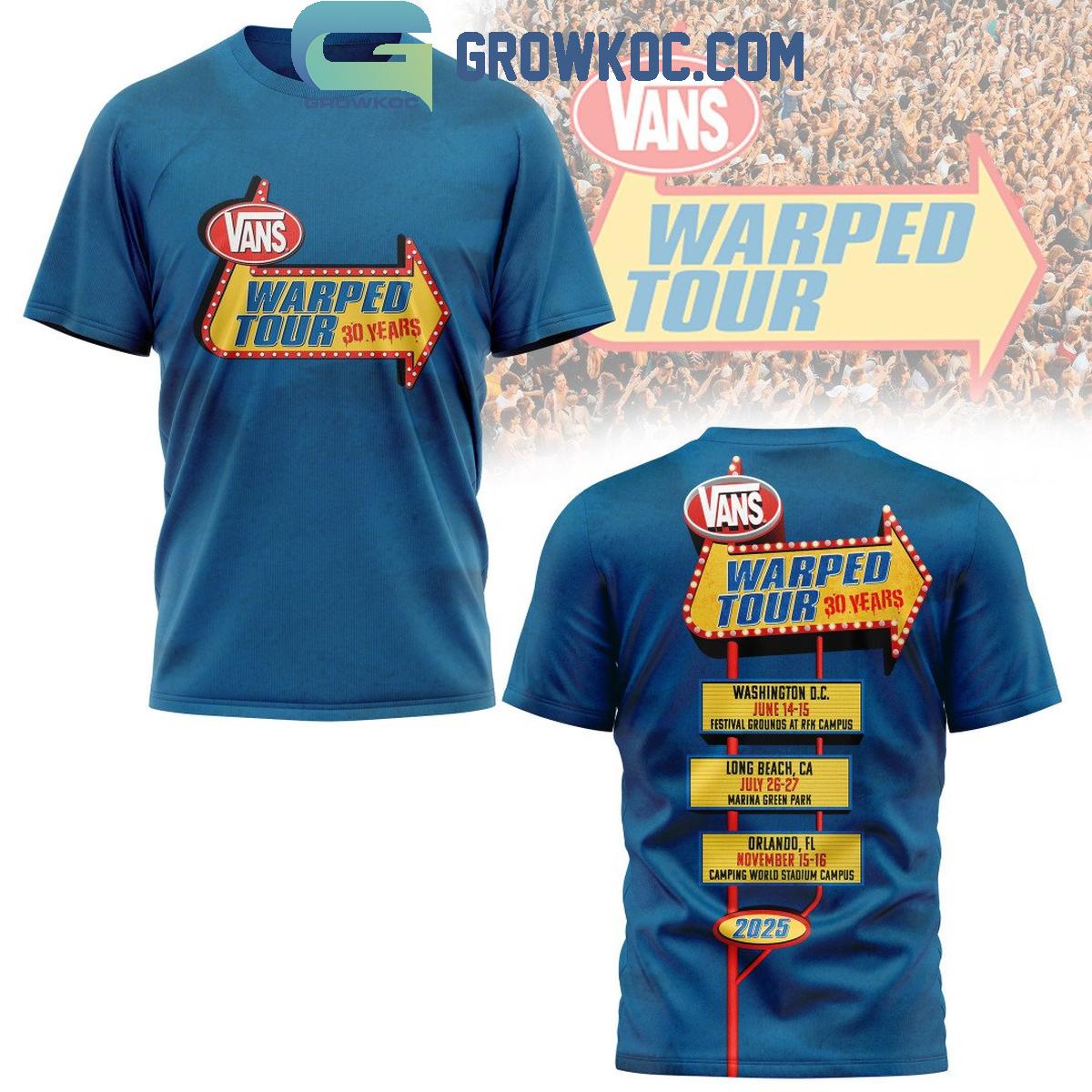 New 2025 Vans Warped Tour Washington D.C Long Beach C.A Orlando FL Custom Hoodie T-Shirt
