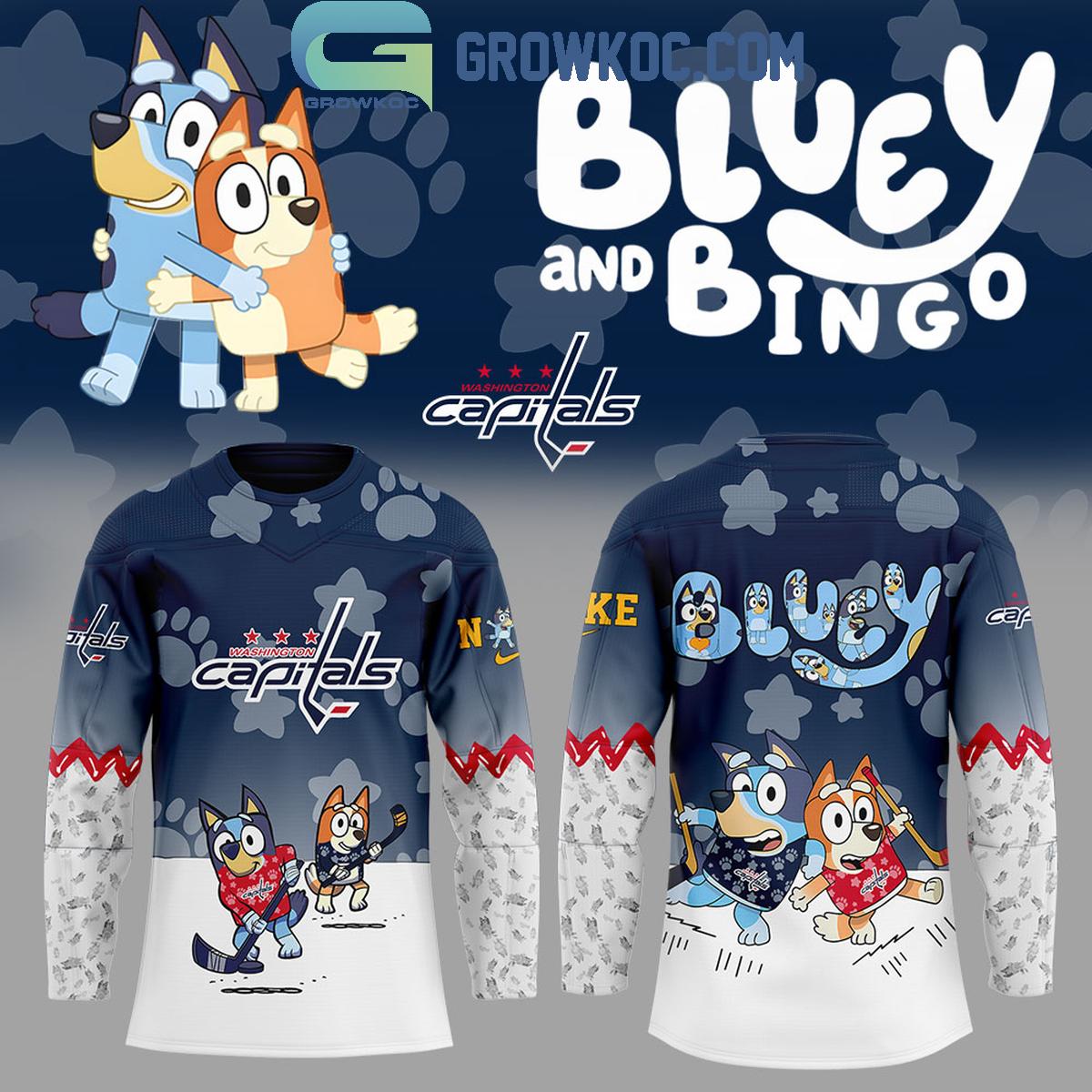 New 2025 Washington Capitals Bluey And Bingo 2025 Custom Hockey Jersey Fan Gift - All Over Printed