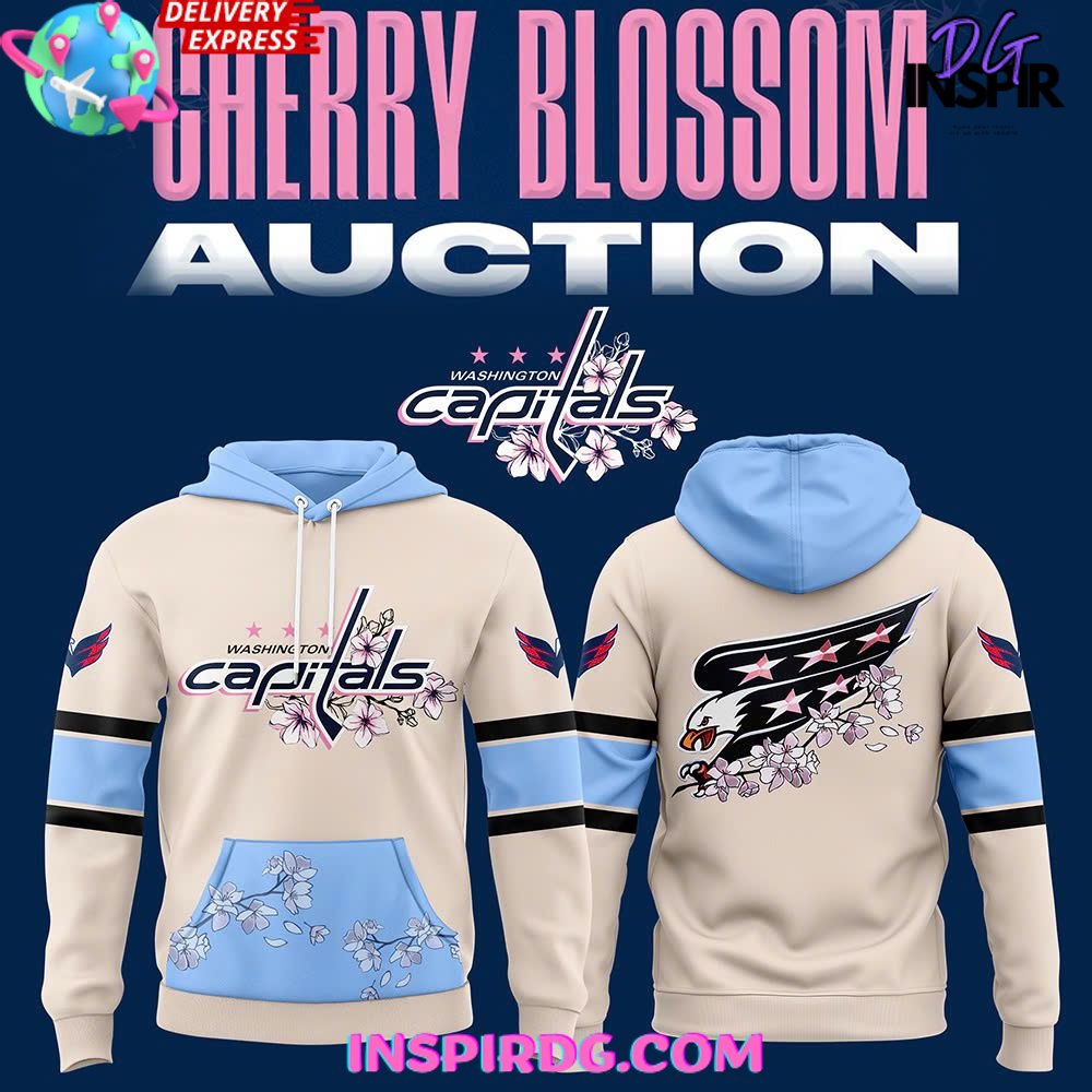 New 2025 Washington Capitals Cherry Blossom 2025 Cream Custom Hoodie