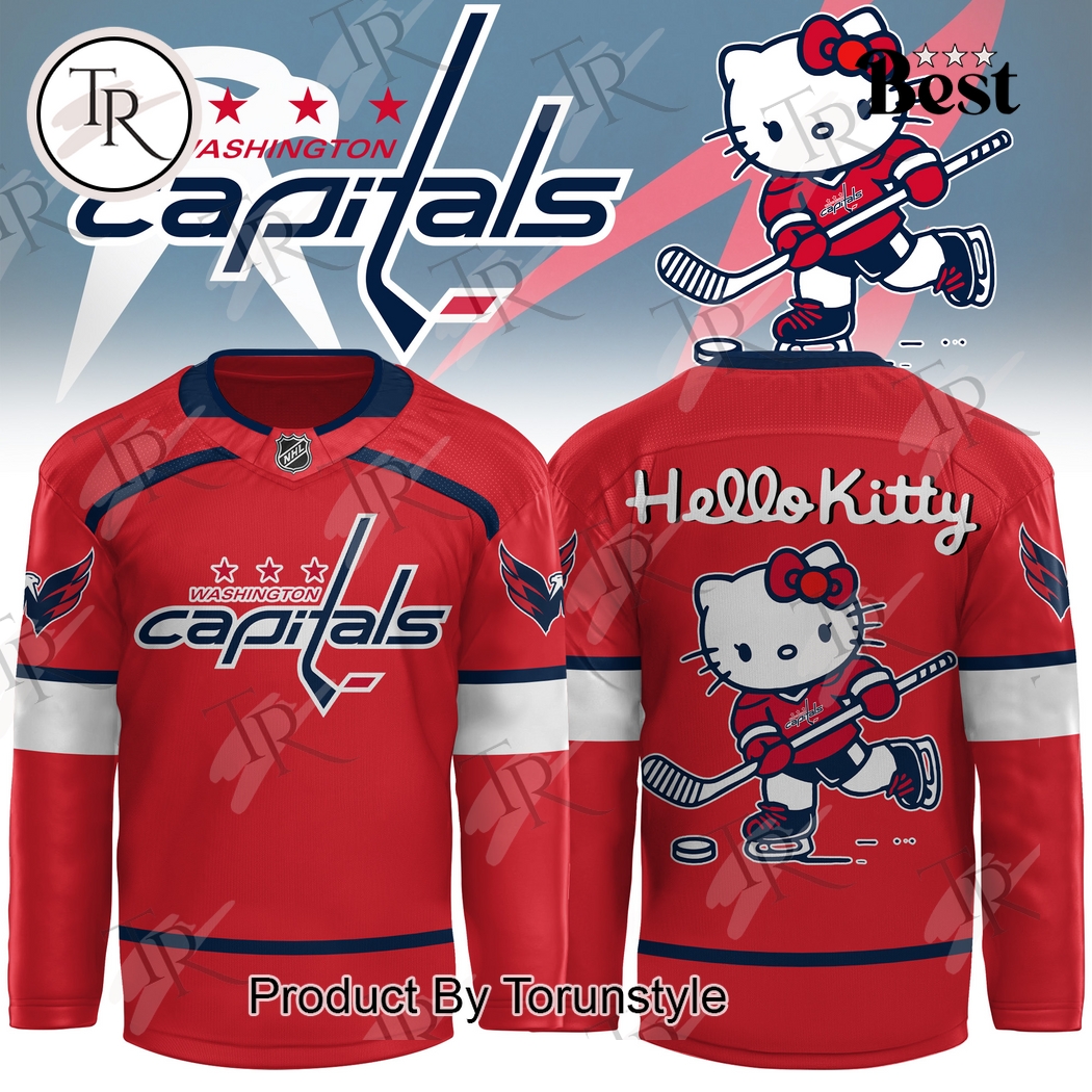 New 2025 Washington Capitals X Hello Kitty White Custom Hockey Jersey Fan Gift 2024 - All Over Printed
