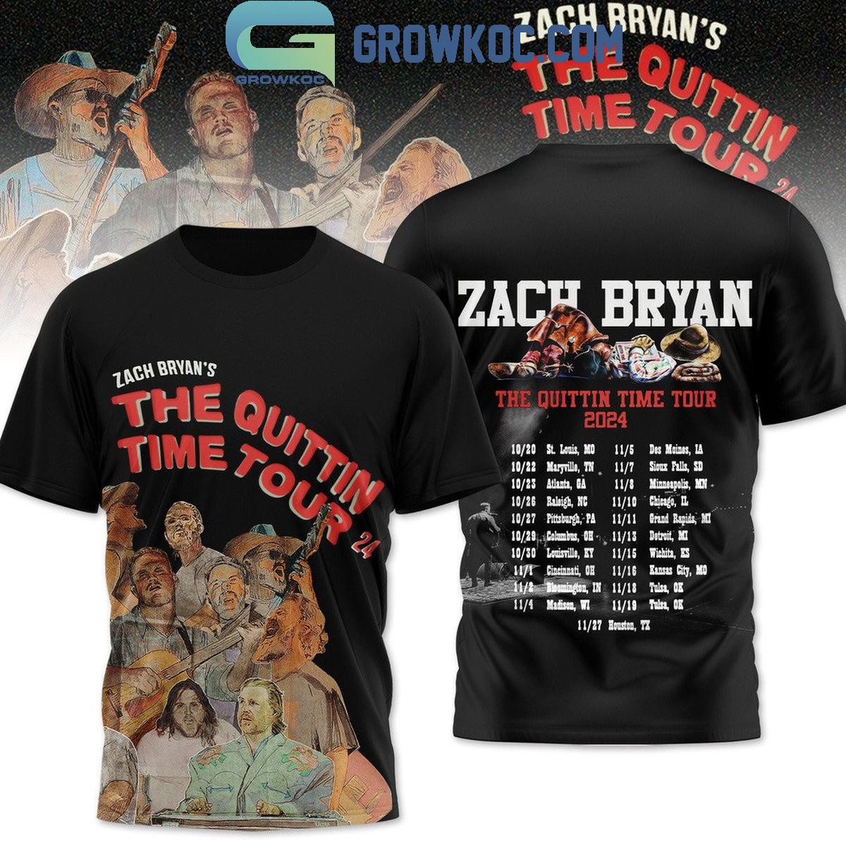 New 2025 Zach Bryan 2024 Show Schedule The Quittin Time Tour Custom Hoodie T-Shirt