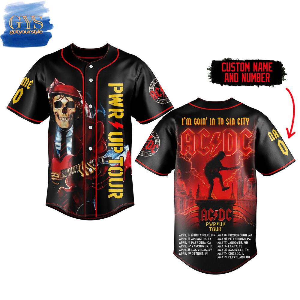 New ACDC Power Up Tour 2025 Baseball Custom Jersey Fan Gift