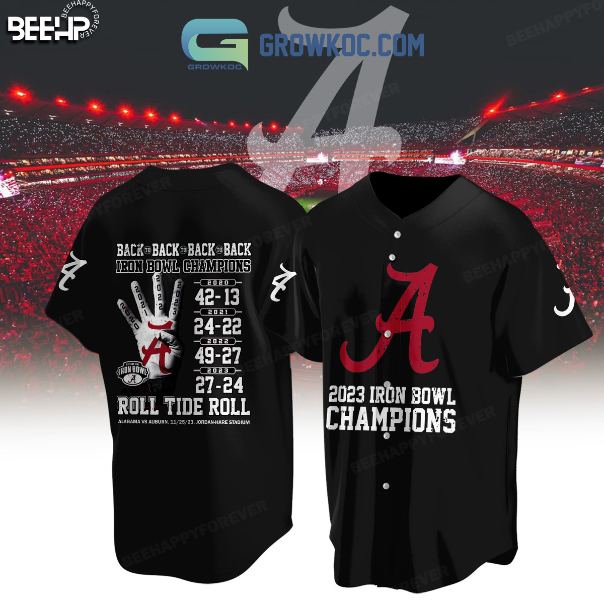 New Alabama Crimson Tide Black Version 2023 State Iron Bowl Champions Roll Tide Roll Big Al Baseball Custom Jersey Fan Gift