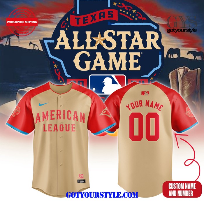 New American League Cream 2024 MLB All-Star Game Personalization Baseball Custom Jersey Fan Gift