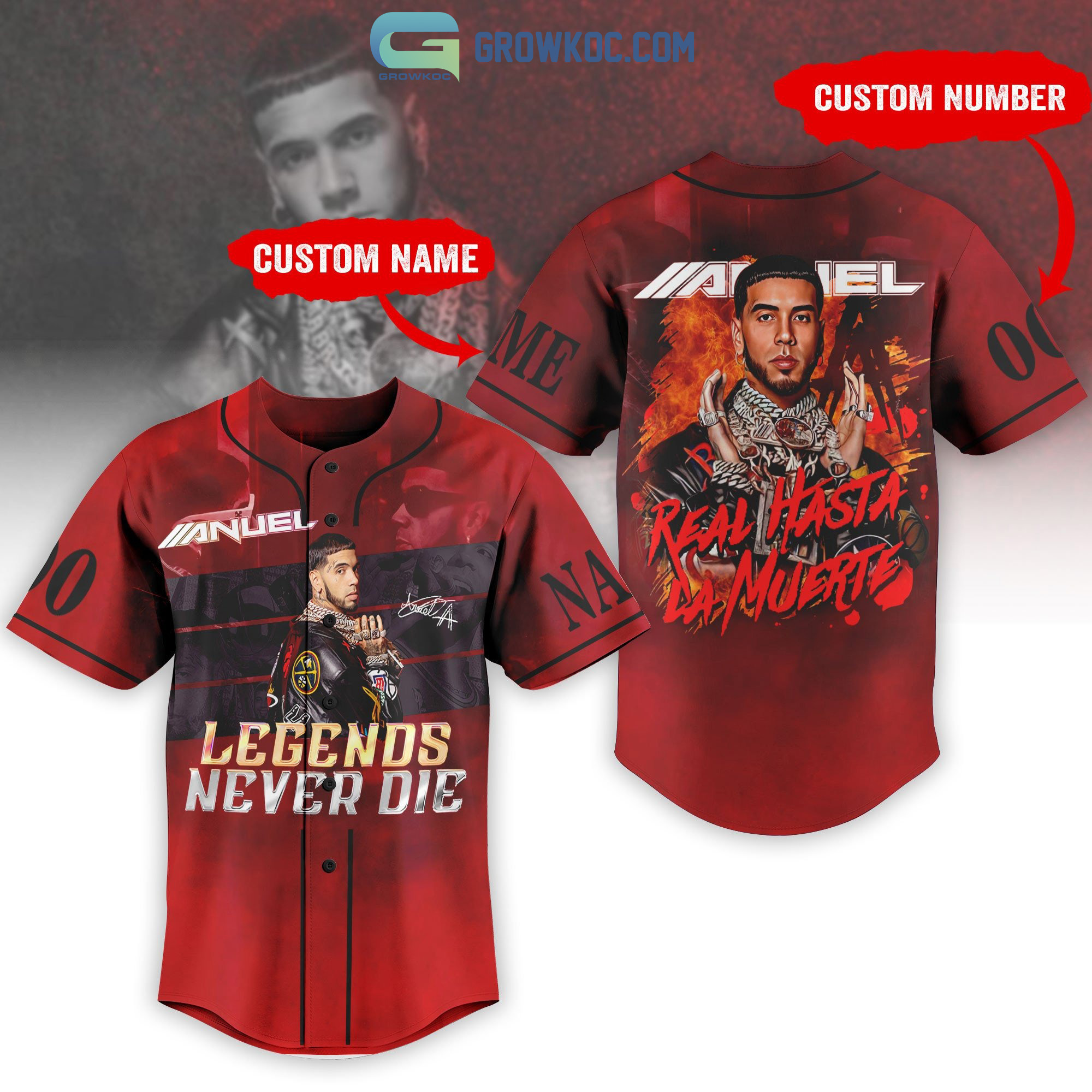 New Anuel AA Legends Never Die Personalized Baseball Custom Jersey Fan Gift