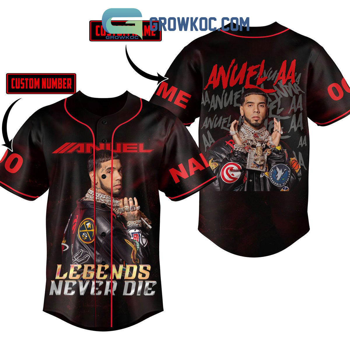 New Anuel AA Legends Never Die Personalized Baseball Custom Jersey Fan Gift