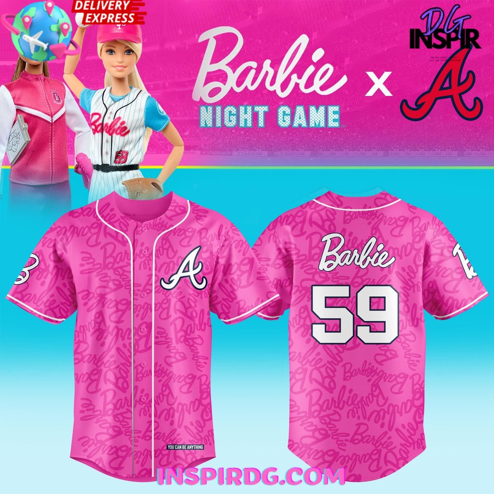 New Atlanta Braves x Barbie Night Game 2024 Monogram Baseball Custom Jersey Fan Gift