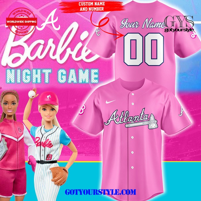 New Atlanta Braves x Barbie Night Game Pink Baseball Custom Jersey Fan Gift