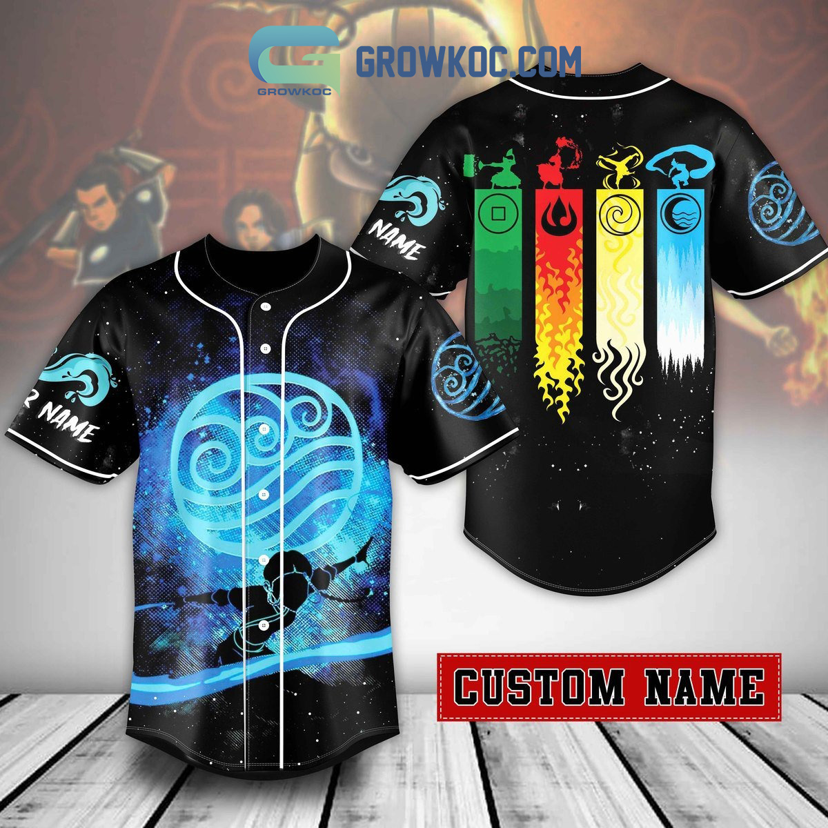 New Avatar The Last Airbender Waterbending Fan Personalized Baseball Custom Jersey Fan Gift