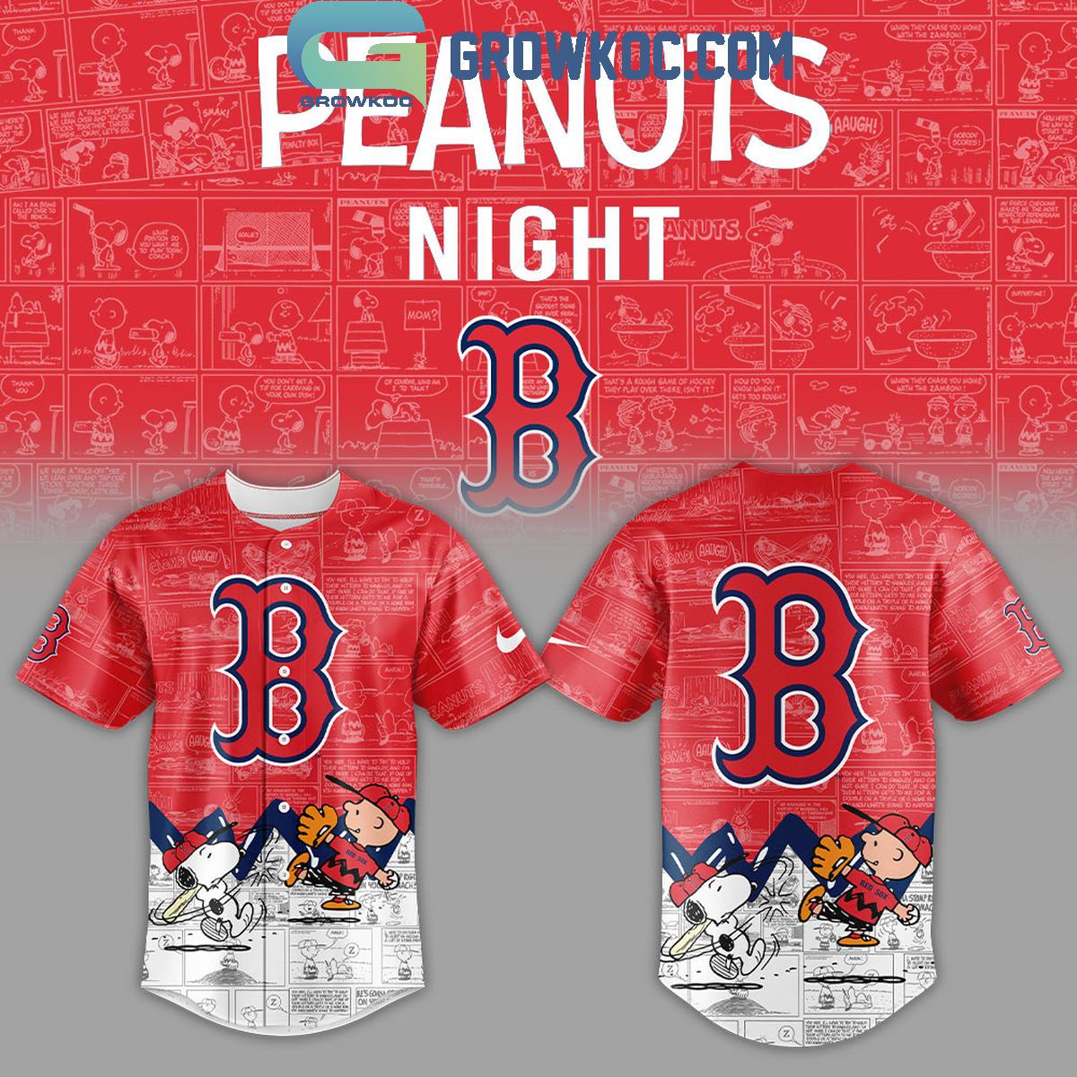 New Boston Red Sox Peanuts 75th Anniversary Baseball Custom Jersey Fan Gift