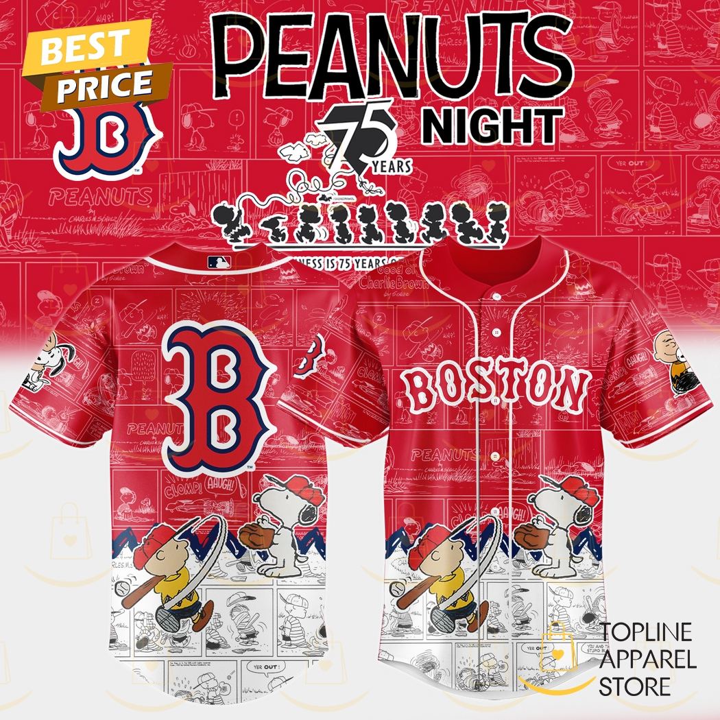 New Boston Red Sox x Peanuts Night 75 Years 2025 Baseball Custom Jersey Fan Gift