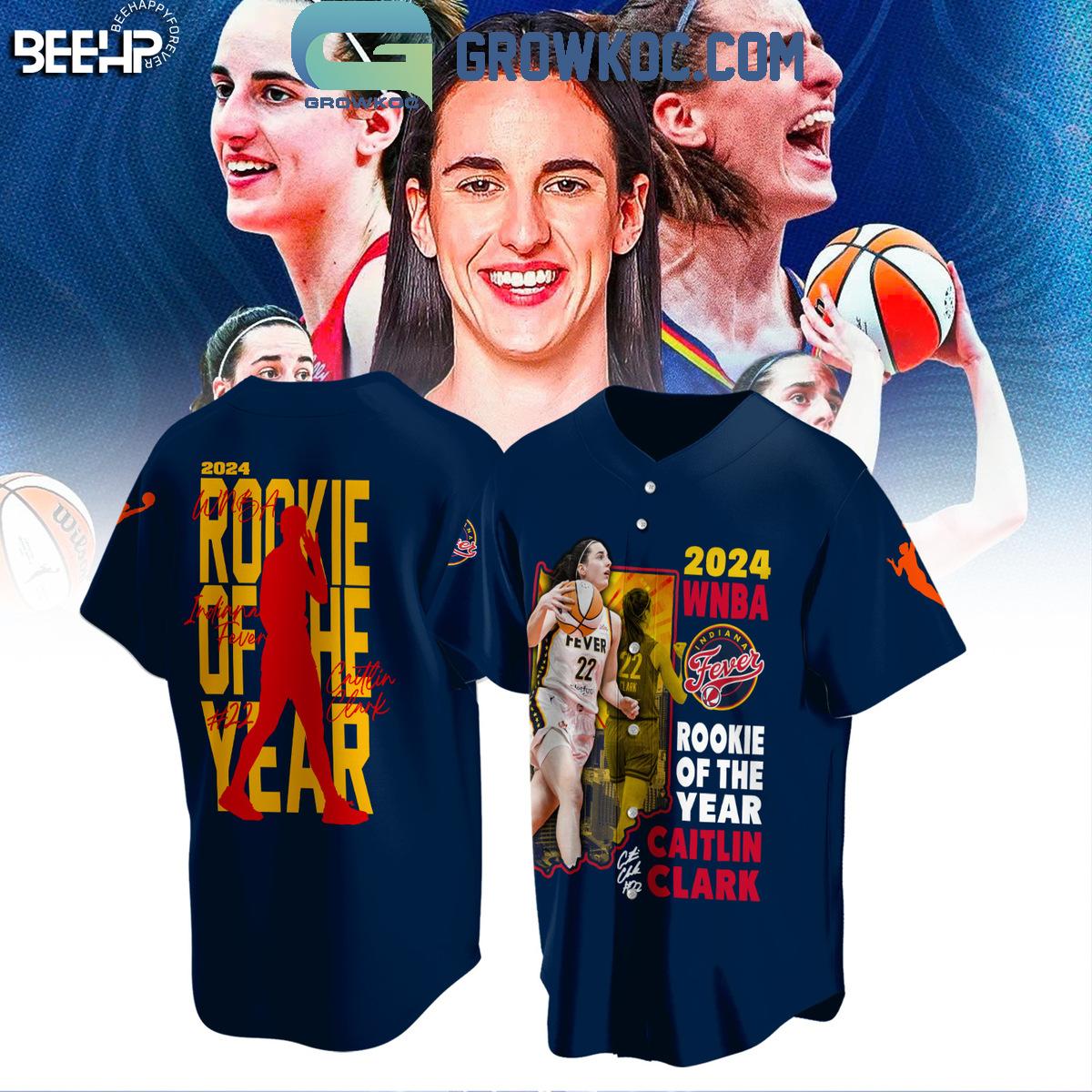 New Caitlin Clark 2024 WNBA Rookie Of The Year Indiana Fever Baseball Custom Jersey Fan Gift