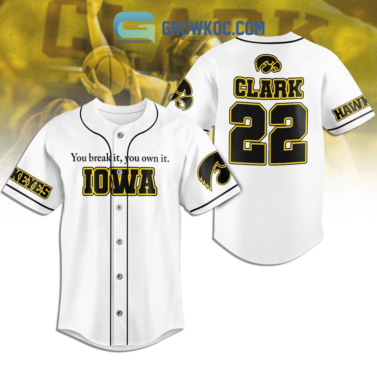 New Caitlin Clark Iowa Hawkeyes Fan Baseball Custom Jersey Fan Gift White Version