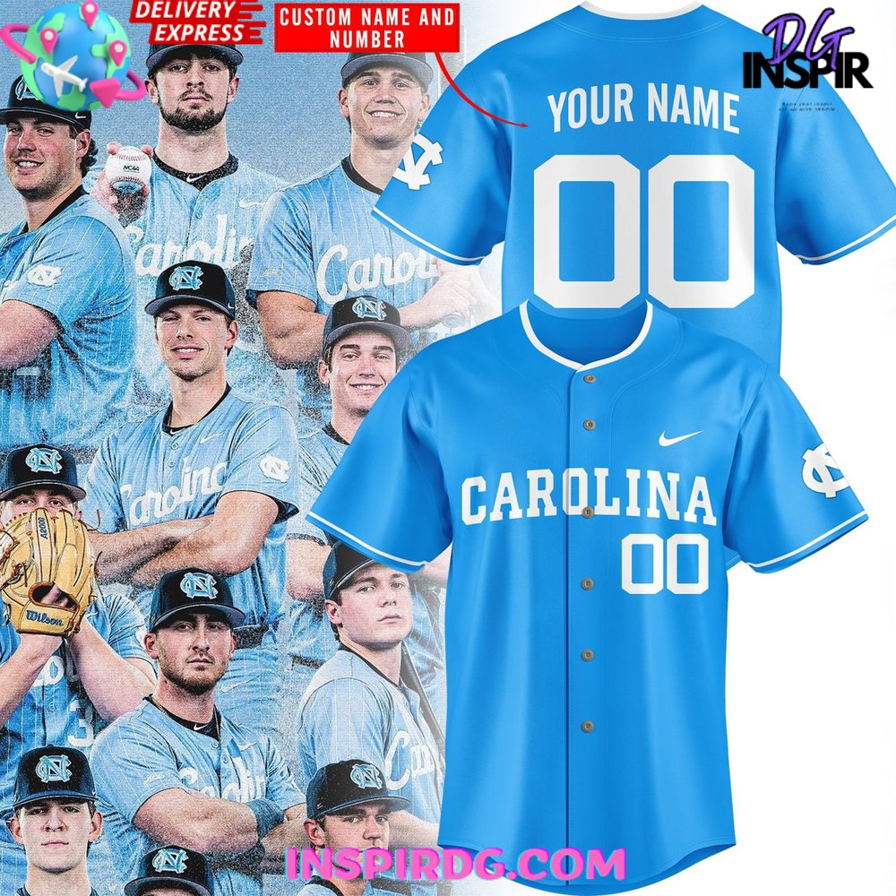 New Carolina Tar Heels Baseball 2025 Blue Custom Jersey Fan Gift