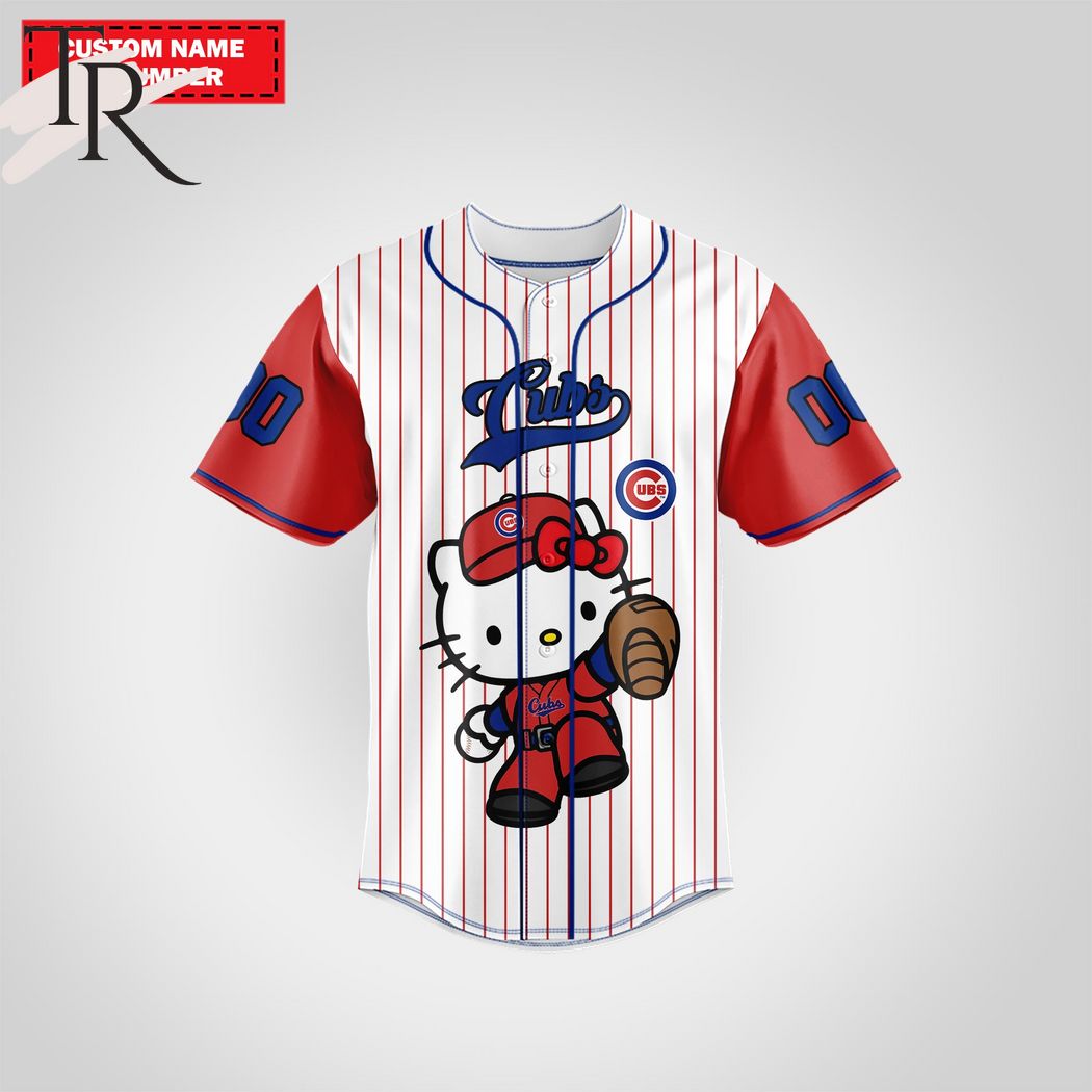 New Chicago Cubs Special Hello Kitty Design Baseball Custom Jersey Fan Gift MLB Custom Name - Number