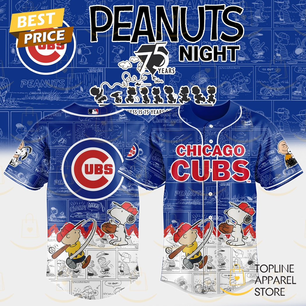 New Chicago Cubs x Peanuts Night 75 Years 2025 Baseball Custom Jersey Fan Gift