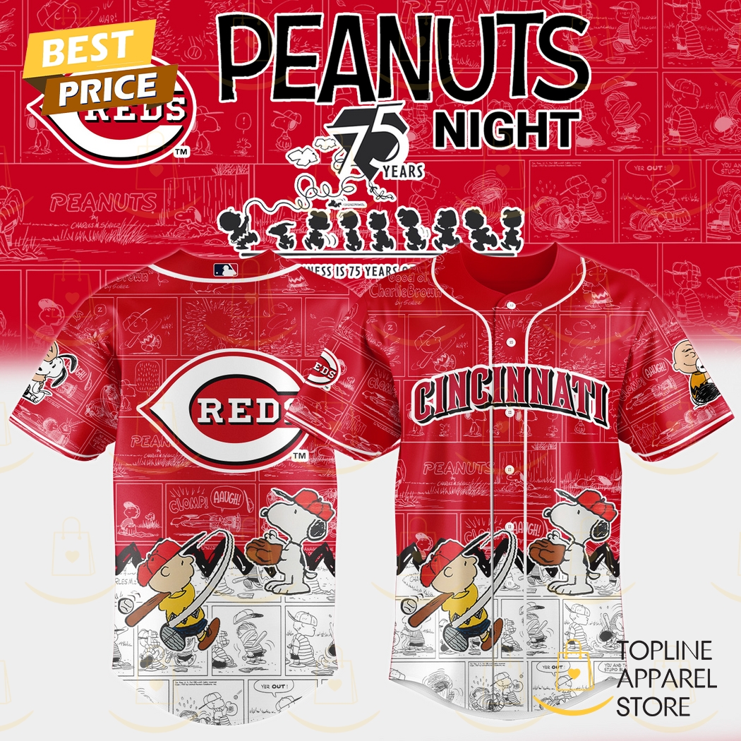 New Cincinnati Reds x Peanuts Night 75 Years 2025 Baseball Custom Jersey Fan Gift