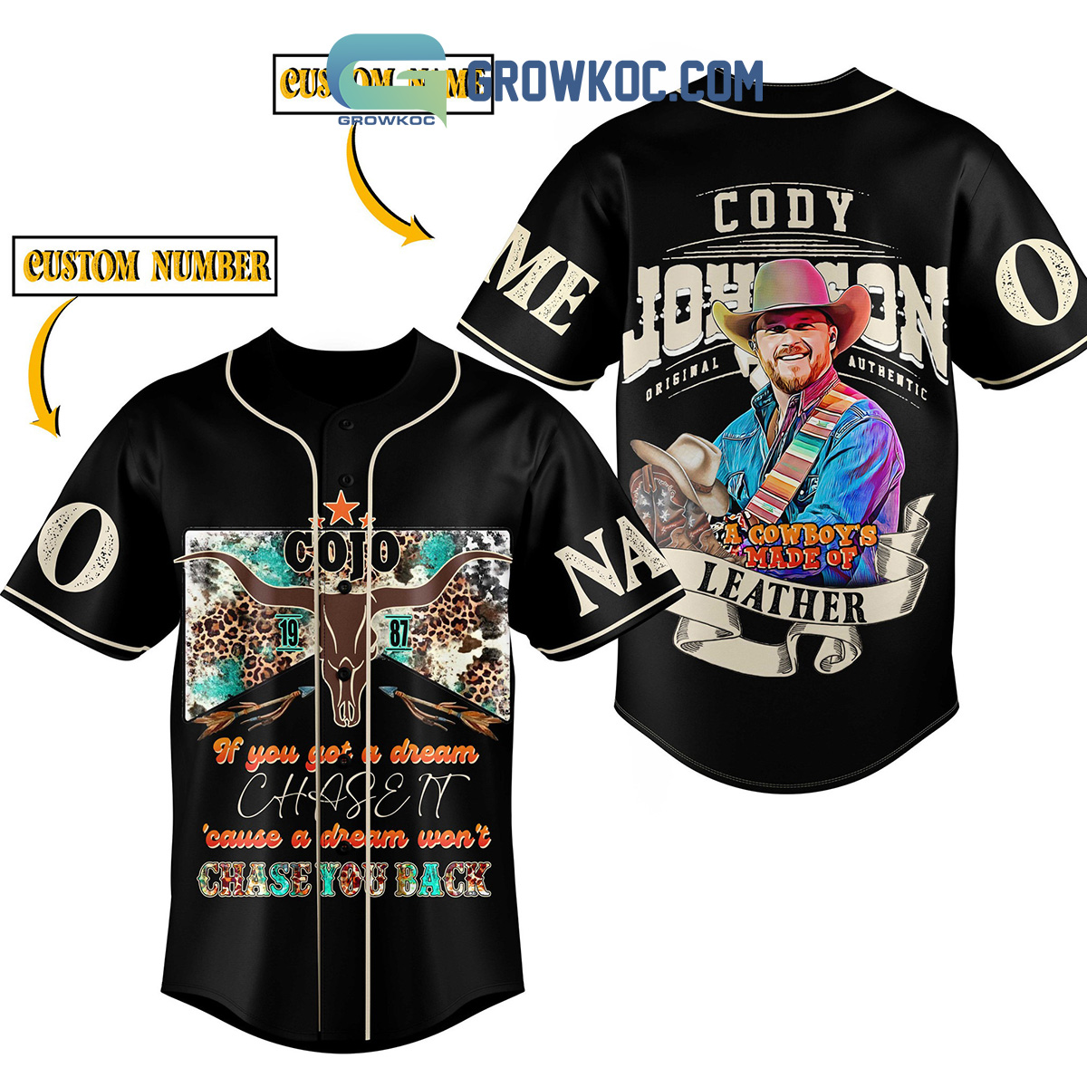 New Cody Johnson Made Of Leather Personalized Baseball Custom Jersey Fan Gift