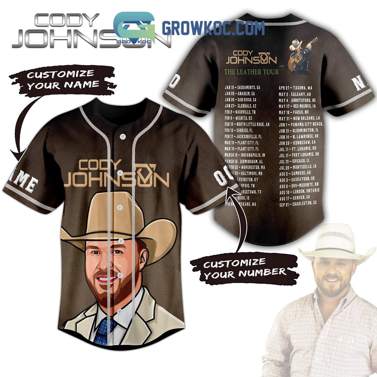 New Cody Johnson The Leather Tour Personalized Baseball Custom Jersey Fan Gift