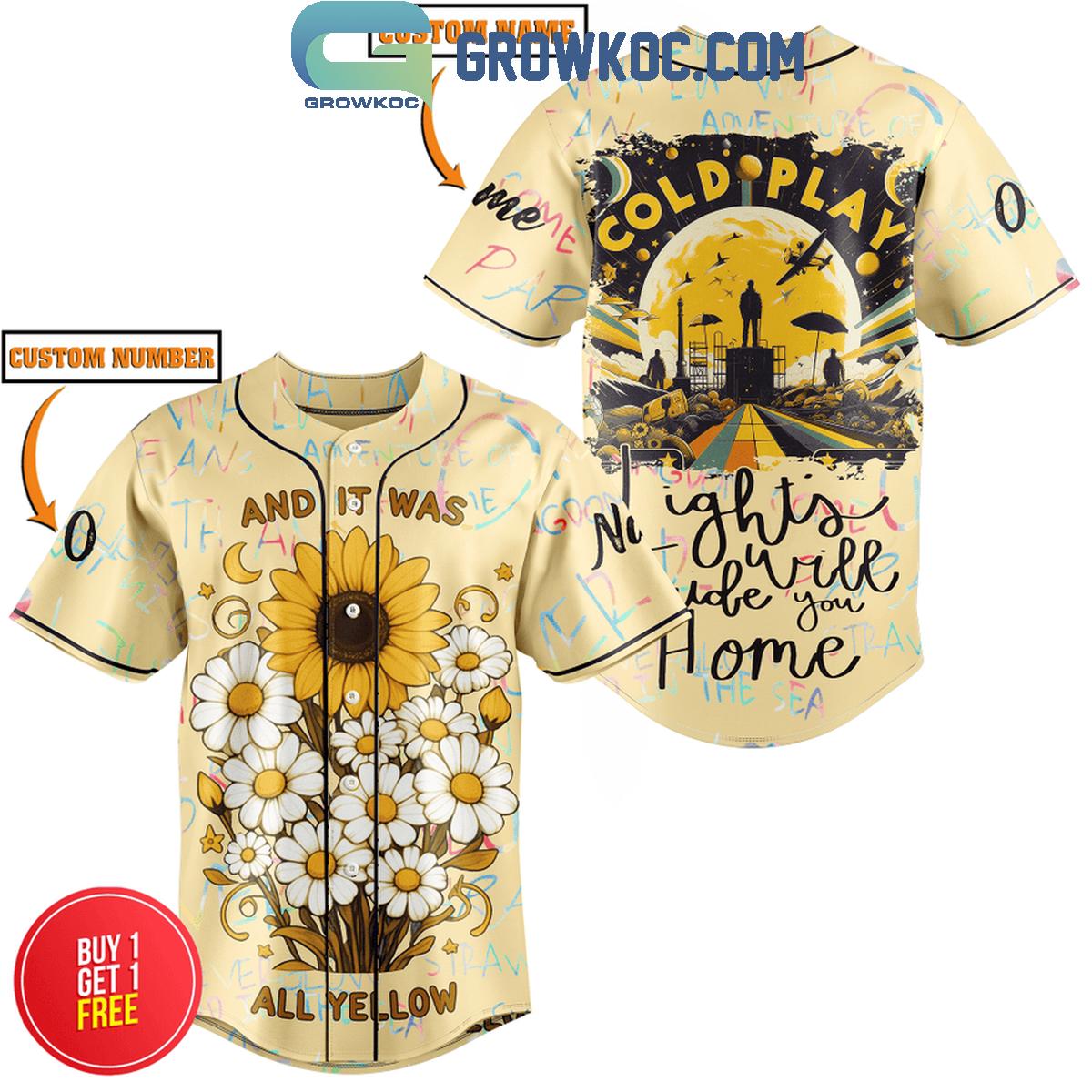 New Coldplay And It Was All Yellow Personalized Baseball Custom Jersey Fan Gift