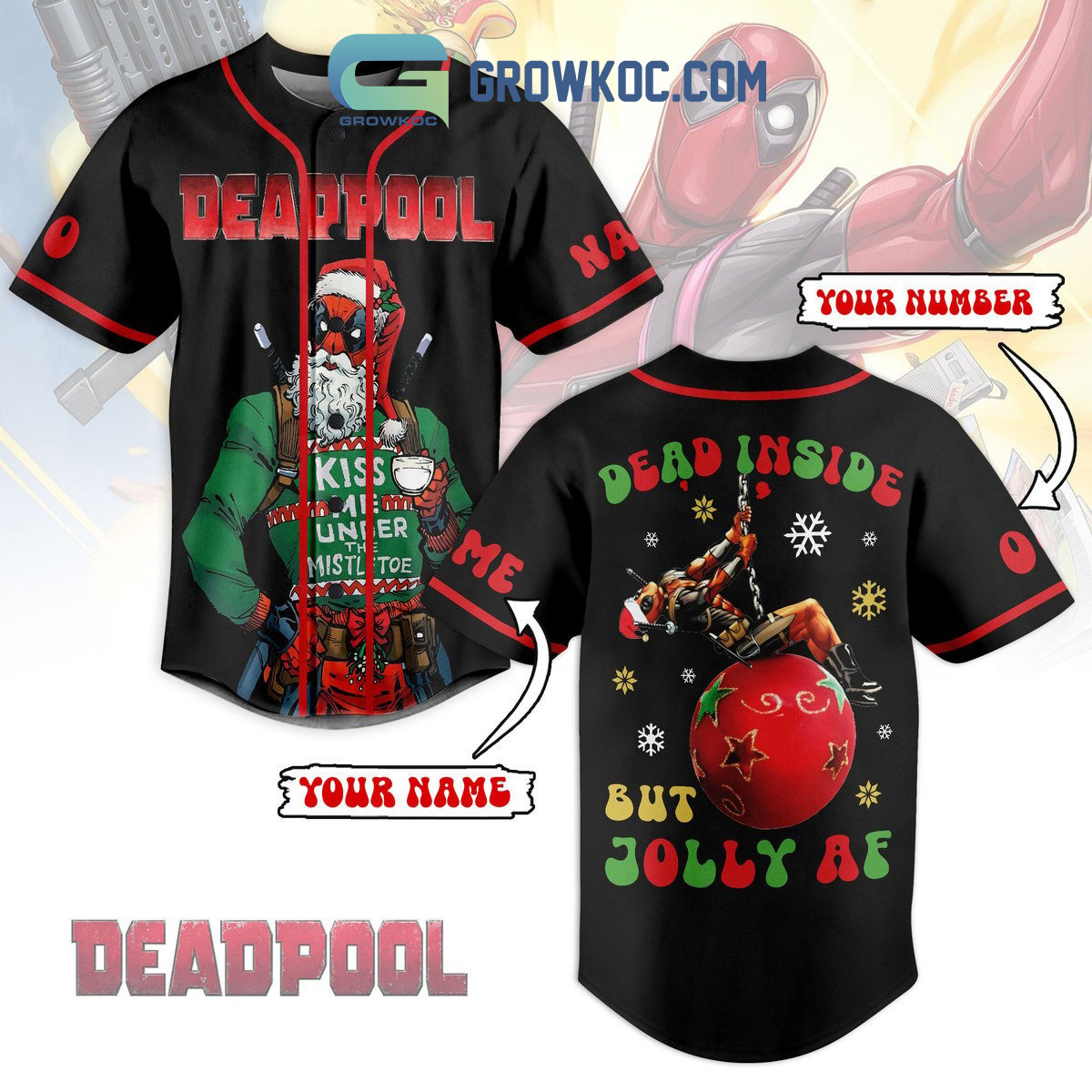 New Deadpool Dead Inside But Jolly AF Personalized Baseball Custom Jersey Fan Gift