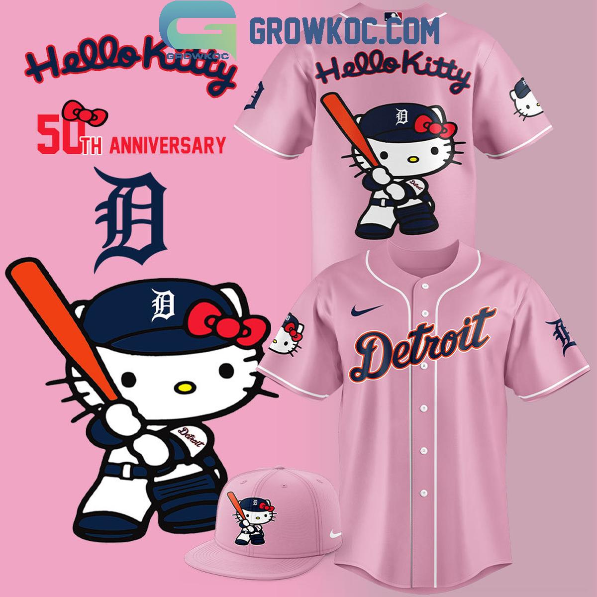 New Detroit Tigers Celebrating 50th Anniversary Of Hello Kitty 2024 Baseball Custom Jersey Fan Gift