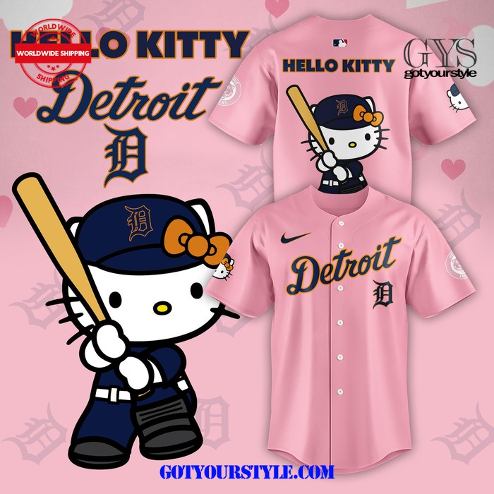 New Detroit Tigers Hello Kitty 2024 Pink Baseball Custom Jersey Fan Gift
