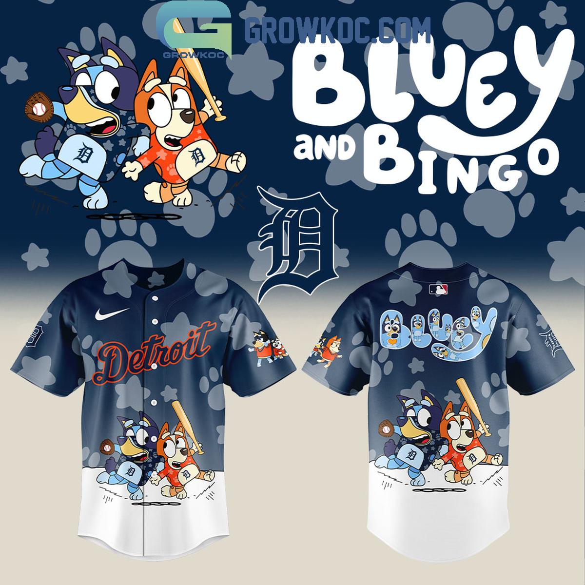 New Detroit Tigers x Bluey and Bingo Baseball Custom Jersey Fan Gift
