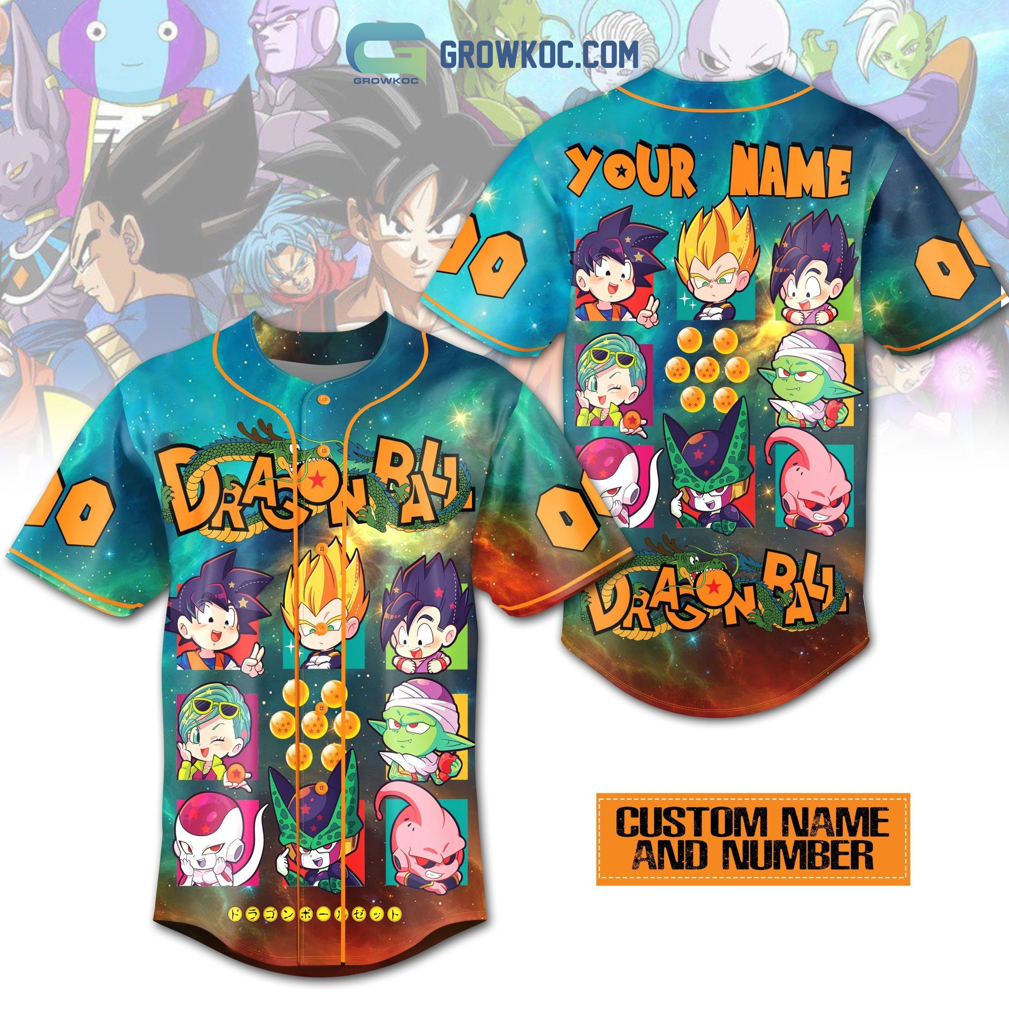 New Dragon Ball Songoku Vegeta Personalized Baseball Custom Jersey Fan Gift