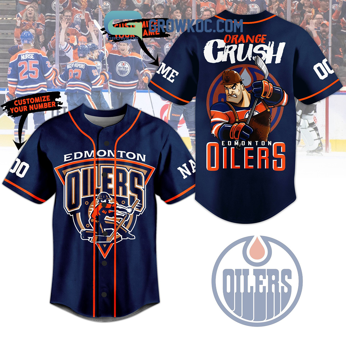 New Edmonton Oilers Orange Crush Personalized Baseball Custom Jersey Fan Gift